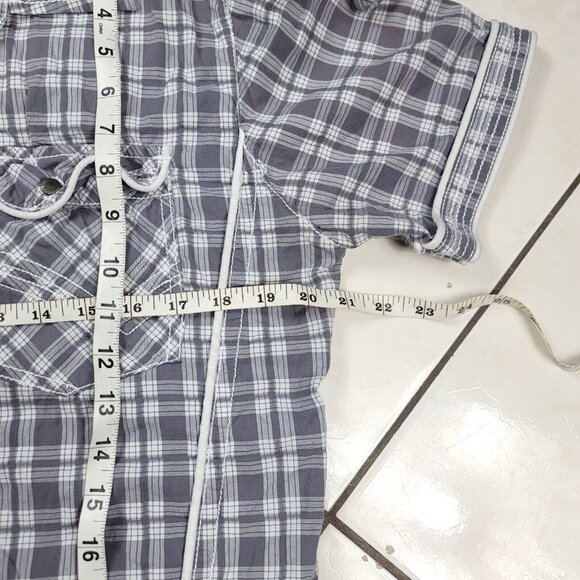 Buckle Black Snap Shirt Men's Size Medium Slim Fit‎ Stretch Short Sleeve Button - Picture 5 of 7